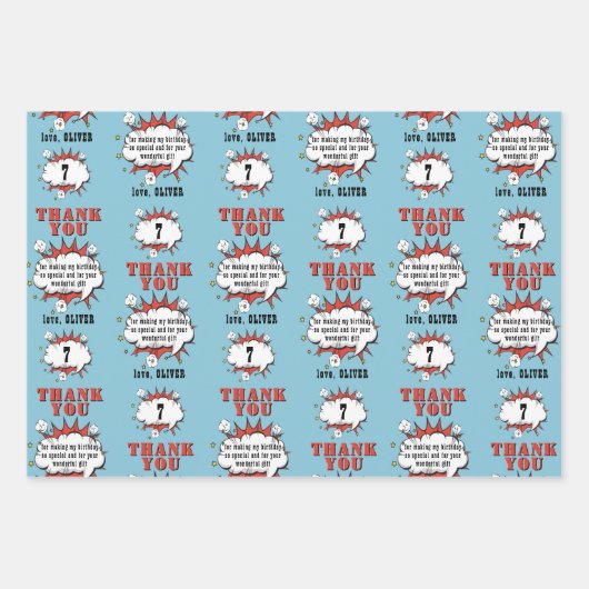 Superheld Comic Speech Bubble Birthday Hartelijk d Inpakpapier Vel (Voorkant)