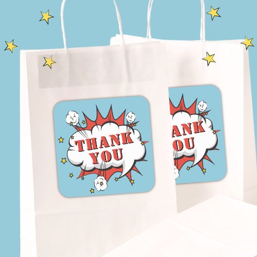 Superheld Comic Speech Bubble Birthday Hartelijk d Vierkante Sticker