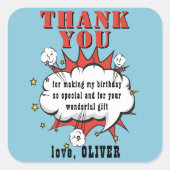 Superheld Comic Speech Bubble Birthday Hartelijk d Vierkante Sticker (Voorkant)