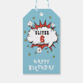 Superheld Comic Speech Bubble Boy Birthday Cadeaulabel (Achterkant)