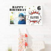Superheld Comic Speech Bubble Boy Birthday Foto Spandoek (Insitu)