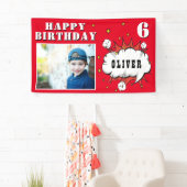 Superheld Comic Speech Bubble Boy Birthday Foto Spandoek (Insitu)