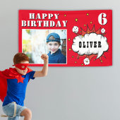 Superheld Comic Speech Bubble Boy Birthday Foto Spandoek