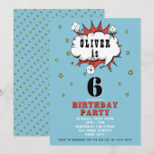 Superheld Comic Speech Bubble Boy Birthday Party Kaart (Voorkant / Achterkant)