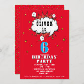 Superheld Comic Speech Bubble Boy Birthday Party Kaart (Voorkant / Achterkant)