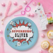 Superheld Comic Speech Bubble Boy Birthday Party Papieren Bordje (Feest)