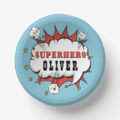Superheld Comic Speech Bubble Boy Birthday Party Papieren Kommen (Voorkant)