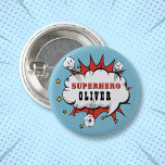 Superheld Comic Speech Bubble Boy Birthday Party Ronde Button 3,2 Cm<br><div class="desc">Superhero Comic Speech Bubble Boy Verjaardagsknop. Voeg jouw namen toe. Leuke super held verjaardagsknop voor jongens.</div>
