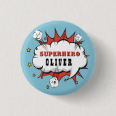 Superheld Comic Speech Bubble Boy Birthday Party Ronde Button 3,2 Cm (Voorkant)