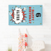 Superheld Comic Speech Bubble Boy Birthday Party Spandoek (Insitu)