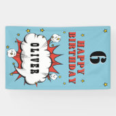 Superheld Comic Speech Bubble Boy Birthday Party Spandoek (Horizontaal)