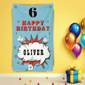 Superheld Comic Speech Bubble Boy Birthday Party Spandoek