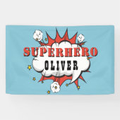 Superheld Comic Speech Bubble Boy Birthday Party Spandoek (Horizontaal)