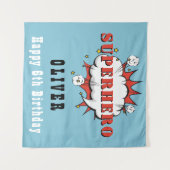 Superheld Comic Speech Bubble Boy Birthday Party Wandkleed (Voorkant (horizontaal))