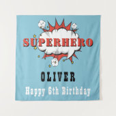 Superheld Comic Speech Bubble Boy Birthday Party Wandkleed (Voorkant)