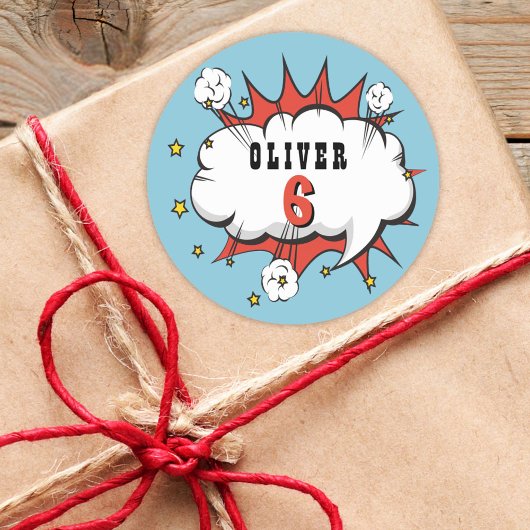 Superheld Comic Speech Bubble Boy Birthday Ronde Sticker