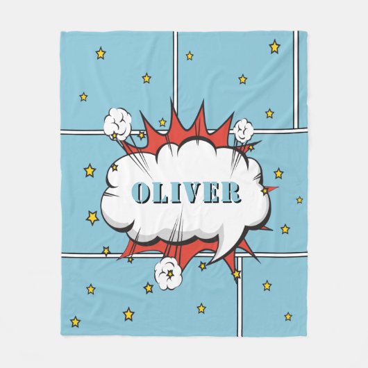 Superheld Comic Speech Bubble Boy Foto Fleece Deken (Voorkant)