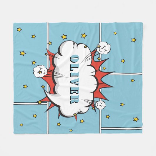 Superheld Comic Speech Bubble Boy Foto Fleece Deken (Voorkant (Horizontaal))