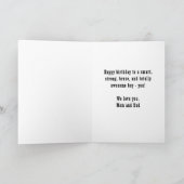 Superheld Comic Speech Bubble Boy Foto Verjaardag  Kaart (Binnen)