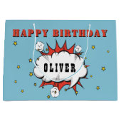 Superheld Comic Speech Bubble Boy Happy Birthday Groot Cadeauzakje (Voorkant)