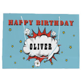 Superheld Comic Speech Bubble Boy Happy Birthday Groot Cadeauzakje (Achterkant)