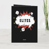 Superheld Comic Speech Bubble Boy Happy Birthday Kaart (Achterkant)