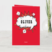 Superheld Comic Speech Bubble Boy Happy Birthday Kaart (Achterkant)