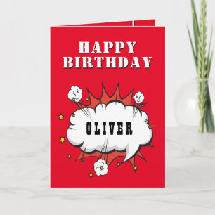 Superheld Comic Speech Bubble Boy Happy Birthday Kaart