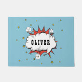 Superheld Comic Speech Bubble Boy Naam Deurmat (Voorkant)