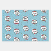 Superheld Comic Speech Bubble Boy Naam Inpakpapier Vel (Voorkant 3)