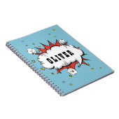 Superheld Comic Speech Bubble Boy Naam Notitieboek (Rechterzijde)