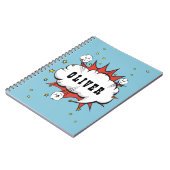 Superheld Comic Speech Bubble Boy Naam Notitieboek (Linkerzijde)