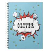 Superheld Comic Speech Bubble Boy Naam Notitieboek (Voorkant)