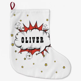 Superheld Comic Speech Bubble Boy Name Large Chris Grote Kerstsok