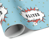 Superheld Comic Speech Bubble Jongensnaam Cadeaupapier (Rol Hoek)