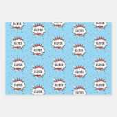 Superheld Comic Speech Bubble Red Boy Naam Inpakpapier Vel (Voorkant 3)