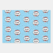 Superheld Comic Speech Bubble Red Boy Naam Inpakpapier Vel (Voorkant 2)