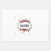 Superheld Comic Speech Bubble Red Boy Naam Inpakpapier Vel (Voorkant)