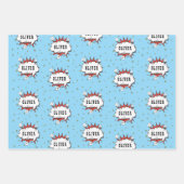 Superheld Comic Speech Bubble Red Boy Naam Inpakpapier Vel (Voorkant 3)