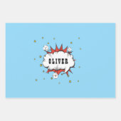 Superheld Comic Speech Bubble Red Boy Naam Inpakpapier Vel (Voorkant)