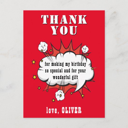 Superheld Comic Speech Cloud Birthday Hartelijk da Briefkaart (Voorkant)