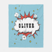 Superheld Comic Speech Cloud Boy Naam Fleece Deken (Voorkant)