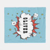 Superheld Comic Speech Cloud Boy Naam Fleece Deken (Voorkant (Horizontaal))