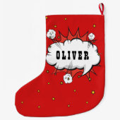 Superheld Comic Speech Cloud Boy Naam Grote Kerstsok (Achterkant)