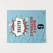 Superheld Comic Spraakballon Jongen Verjaardagsfee Wandkleed (Voorkant (horizontaal))