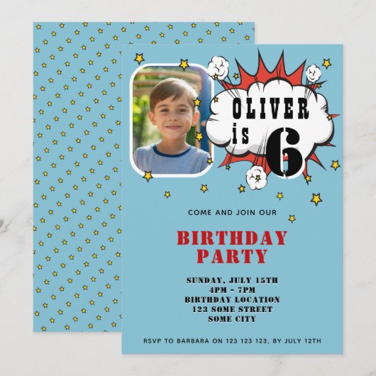 Superheld Comic Spreekballon Jongen Verjaardagsfee Kaart (Voorkant / Achterkant)