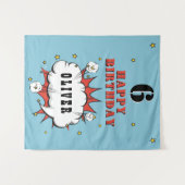 Superheld Comic Spreekballon Jongen Verjaardagsfee Wandkleed (Voorkant (horizontaal))