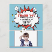 Superheld Comic Spreekwolk Dank je Foto Briefkaart (Voorkant)