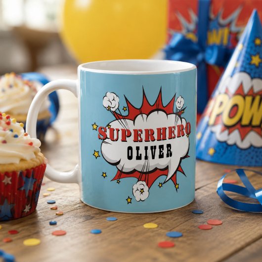 Superheld Comic Spreekwolk Jongen Koffiemok