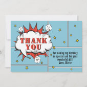 Superheld Comic Spreekwolk Jongen Verjaardag Bedankkaart (Voorkant)